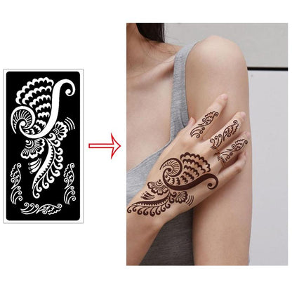 Vintage Floral Pattern Temporary Tattoo Stencil, 9pcs/set Self-adhesive Body Art Tattoos Paint Sticker, Beauty & Personal Care Fake Tattoo