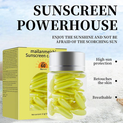 Sunscreen Capsule, UV Protection Face Sunscreen?Capsule, Gentle Moisturizing Plant Extract Hydrating Skin Sunblock, Sunscreen for Women & Men