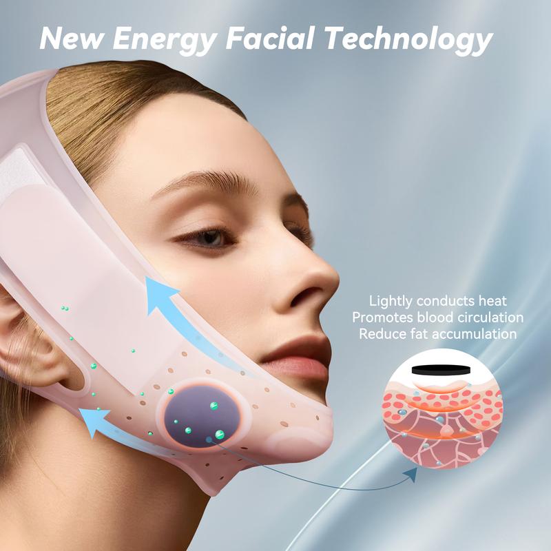 JUSRON Double Chin Reducer V Line Face Lifting Tape Face Strap, Soft Silicone Chin Strap Face Shaper to Removing Double Chin