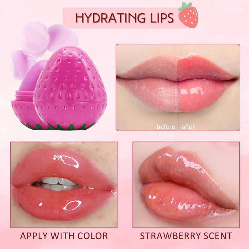 Strawberry Shaped Moisturizer Lip Balm, 1/5 Counts Comfort Hydrate Tinted Lip Mask, Long-lasting Hydrating Lip Stick, Moisturizing Lip Skincare Product