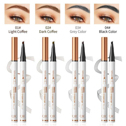 Long Lasting Eyebrow Pencil, 1 Count Liquid Eyebrow Pen, Waterproof Brow Pen with Micro-Fork Tip, Sweat Proof High Pigmented Brow Shading and Filling Pencil, Makeup Tool