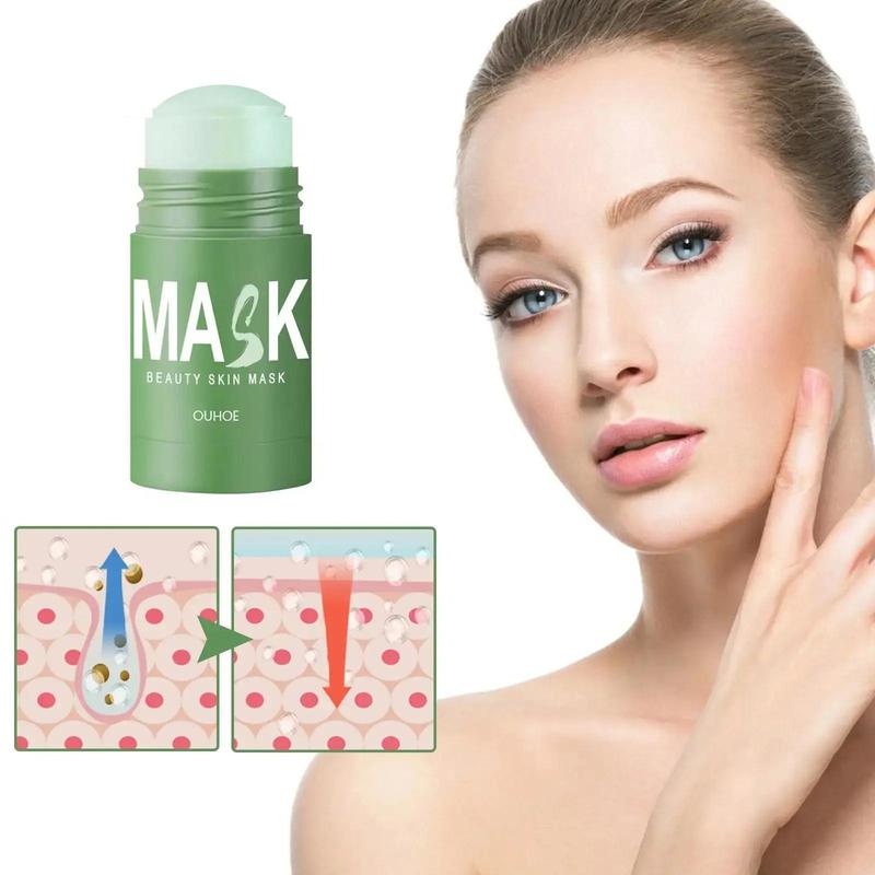 Green Tea Cleansing Face Mask Stick, 1 Count Pore ??Tightening Mask Stick, Facial Deep Purifying Skin Care Mask