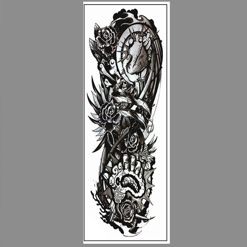 Mechanical Totem Full Arm Temporary Tattoo Sticker (1 Piece), Elegant?Fake Tattoo Sticker, Body Art Decoration For Men & Women