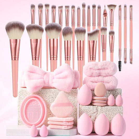 Makeup Tool Set, 45pcs/set Makeup Brushes & Sponges & Puffs & Headband & Wristbands & Brush Cleaning Pad, Professional Makeup Tools for Beginners, Makeup Products,?Back To School