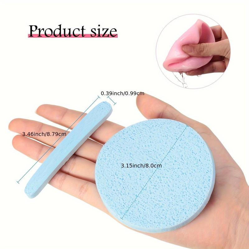 Round Facial Sponge, Compressed Facial Cleansing Sponge, Makeup Removal Sponge Pad, Face Wash Sponge, Cosmetic Tool for Women