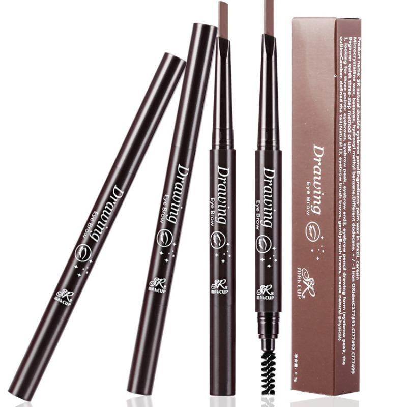 2 In 1 Double Headed Eyebrow Pencil, Waterproof Eyebrow Pencil with Eyebrow Brush, Smudge Proof Brow Shading and Filling Pencil