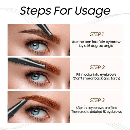 Eyebrow Pencil Microblading Pen, Liquid Waterproof Brow Pen with 4 Micro-Fork Tip, Long-Lasting Eyebrow, Smudge-Proof Eyebrow Makeup, Natural Eyebrow Hair Stays on All Day