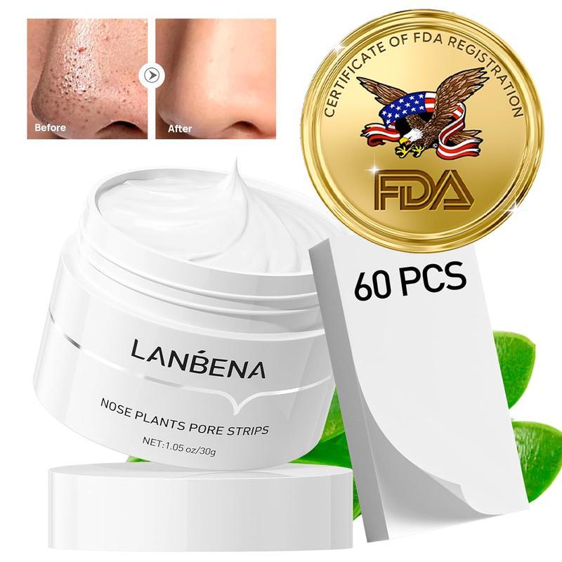 LANBENA Blackhead Removal Mask - Nose PhytoPore Strips - Pore Cleansing and Purifying Exfoliating Mask - 60 Sheets - Enriched with Phyto Aloe Vera - 30g Skincare Comfort