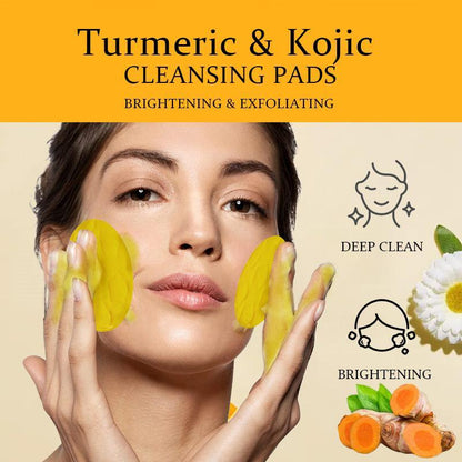 Turmeric Kojic Acid Cleansing Pads, 2 Counts Face & Body Cleansing Pads, Daily Skincare Cleansing Brightening Skin Set for Women and Men