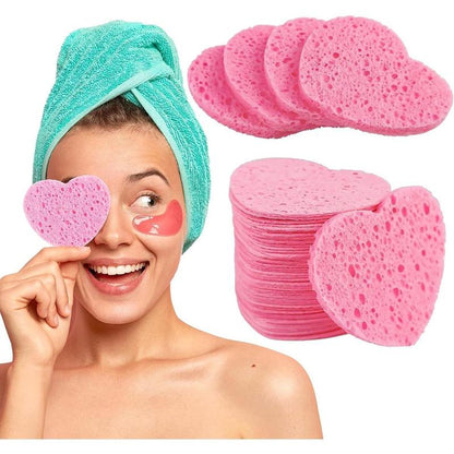 20pcs/pack Heart Shaped Compressed Facial Sponges, Facial Cleansing Tool, Professional Skincare Tools For Daily Use