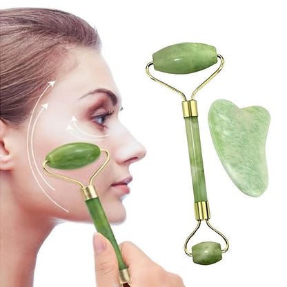 Jade Roller & Gua Sha Board, Face Massage Tool for Face Eye Neck Skin Care, Skincare Tools for Women