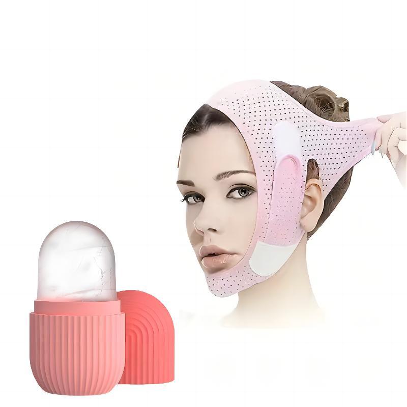 Facial Care Tool Set, 1 Count?Silicone Ice Tray Mold & 1 Count Skin Lifting Strap, Facial Tightening Products