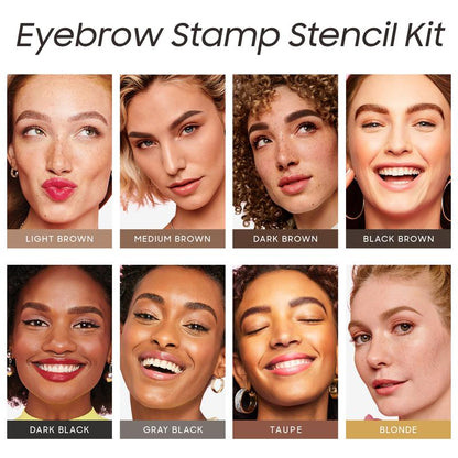 Eyebrow Stamp Stencil Kit - 1 Step Eyebrow Stamp Kit for Perfect Natural Brows £¨Medium Brown)