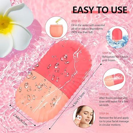 Facial Ice Roller,Silicone Facial Ice Roller,Facial and Eye Cube Ice Roller,Facial Beauty Ice Roller Skin Care Tools,Facial Ice Cube,Facial Scraping Massage,Facial Beauty Silicone Ice Moulds,Reusable Massage Silicone Ice Moulds