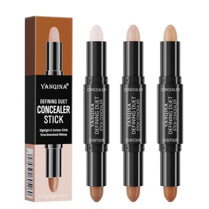 2 in 1 Comfort Double Ended Cosmetic Contour Stick, 1 Piece Compact Highlighter Contouring Bronzer Pencil, Face Brightening Make up Stick, Facial Makeup