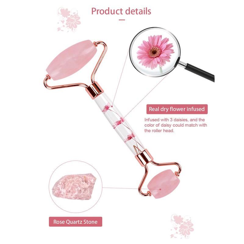 Double Headed Face Massage Roller, Natural Jadestone Face Rolling Gusha Tool, Skin Massaging Tool for Face Neck Arms Legs for Body Muscle Relaxing