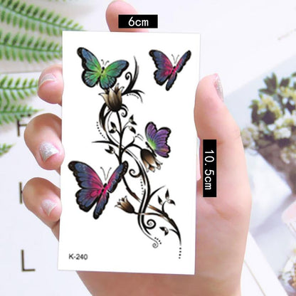 Butterfly & Flower Pattern Temporary Tattoo Sticker (1 Piece), Waterproof Fake Tattoo Sticker, Fake Tattoo Paste, Body Art Tattoo Sticker For Adults, Women, Girls & Men, Temporary Body Art For Festival, Party