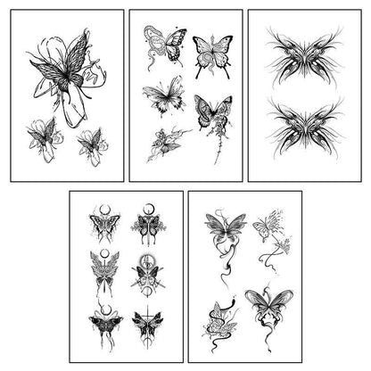 Butterfly Pattern Tattoo Stickers, 5pcs/set Butterfly Temporary Tattoos for Women & Girls, Fake Tattoo Stickers for Adults for Legs Arms Neck Decorations