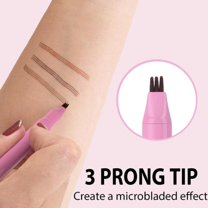 iMethod Microblading Eyebrow Pencil - Eyebrow Pen with 3-Prong Micro-Fork-Tip Applicator, Creates Natural-Looking Brows, Stay on All Day, Brow Pencil Dark Brown