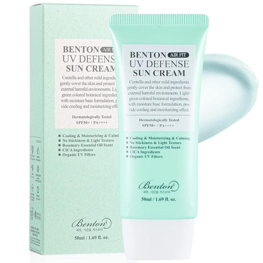 [Benton] Air Fit UV defense Sun Cream SPF50+/PA++++ 50ml, Centella Asiatica And Panthenol Moisturize And Soothe Skin, Hydrate And Nourish skin,  Strong UV Blocking