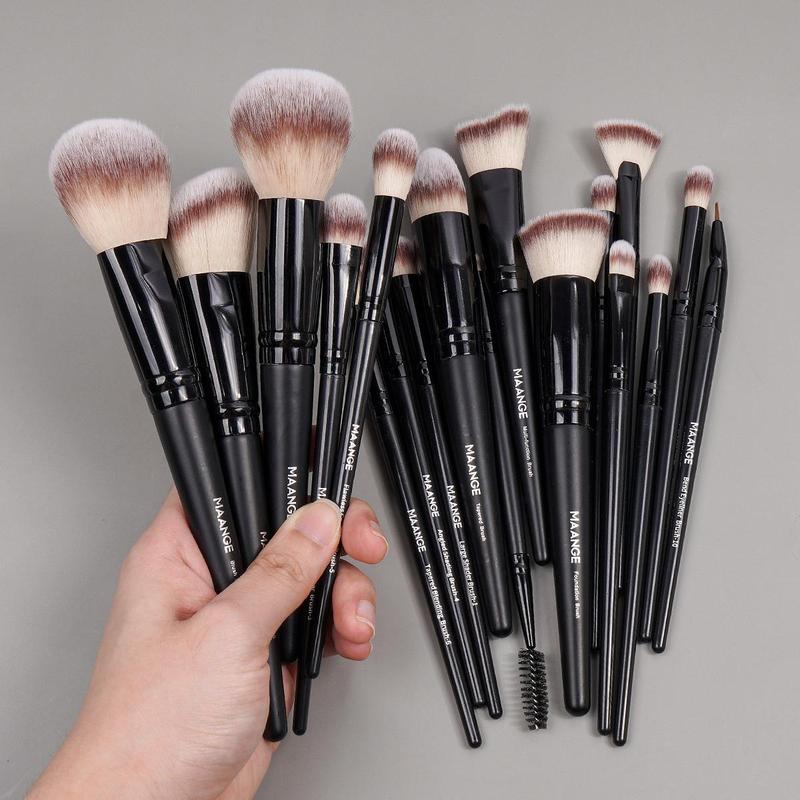 Makeup Brush & Puff with Container, 37pcs/set Makeup Brushes & Puff, Including 18 Cosmetic Brushes 15 Sponges 2 Bags 1 Cleaner Bowl and 1 Scrubber Egg, Makeup Brushes Sets