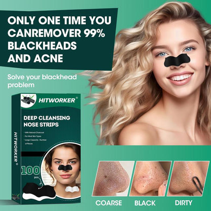 Nose Blackhead Removal Mask, 100pcs Deep Cleansing Skin Care, Remove Acne Treatment Mask, Natural Charcoal Blackhead Patch, Suitable for All Kinds Of Skin, Nose Pore Cleaning Patch