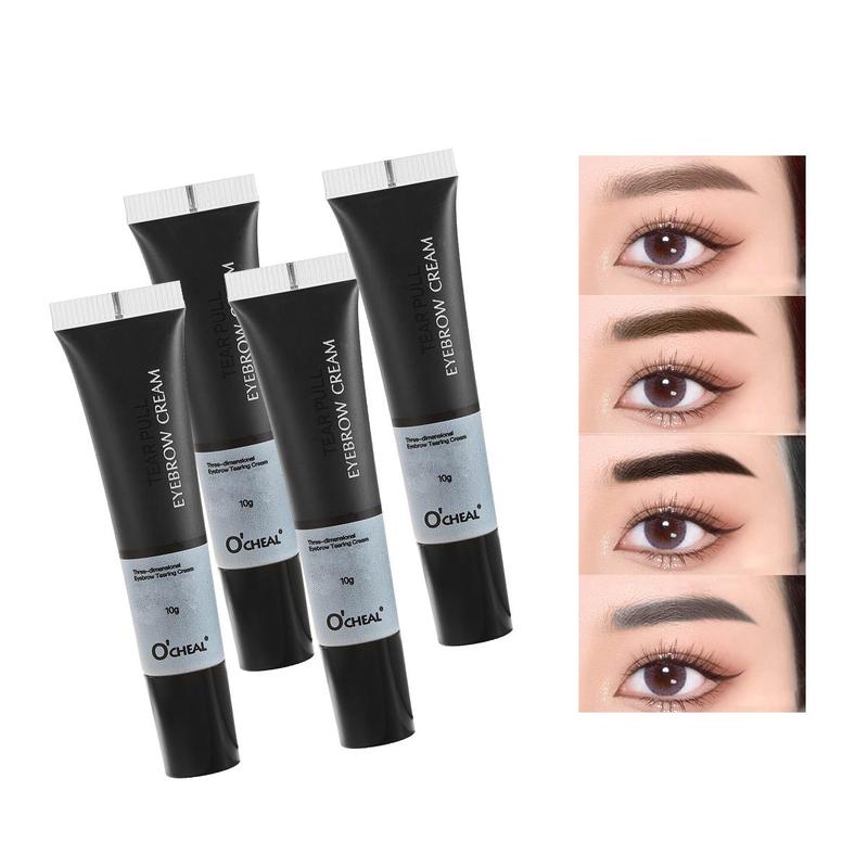 Long Lasting Semi-permanent Eyebrow Gel, 4pcs/set Film Forming Dye Eyebrow Cream, Eyebrow Makeup Product for Women & Girls