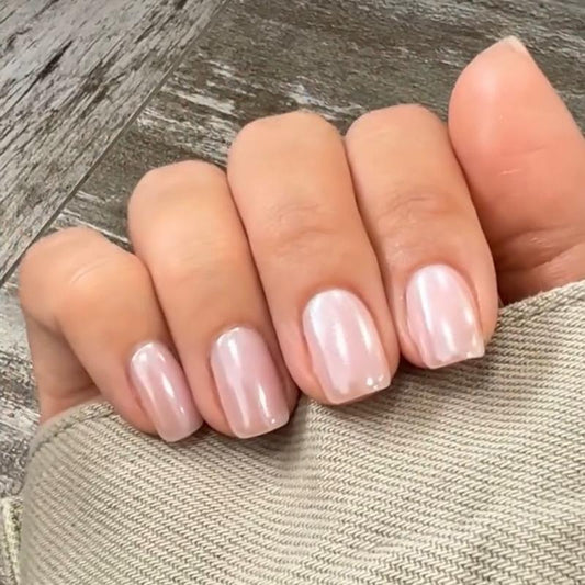 White Pearl Chrome Nails