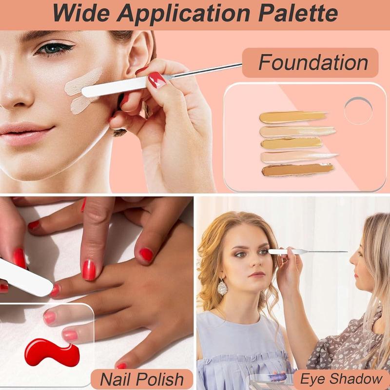 Professional Makeup Foundation Spatula Set, 2pcs/set Including Stainless Steel Palette Stick & Palette, Perfect for Applying Foundation & Blending Makeup