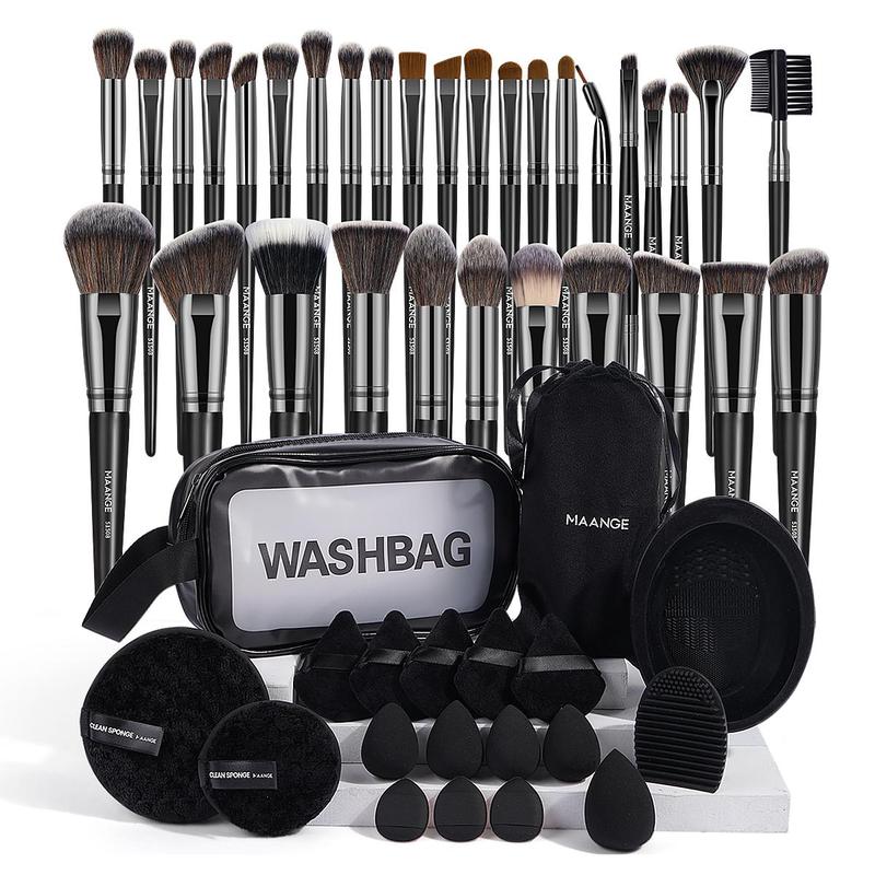 Summer Makeup Tools, 51pcs/set Makeup Brushes & Makeup Puff & Makeup Sponge & Brush Cleaning Tool & Storage Bag & Pctoiletry Bag, Make Up Brushes, Makeup Products