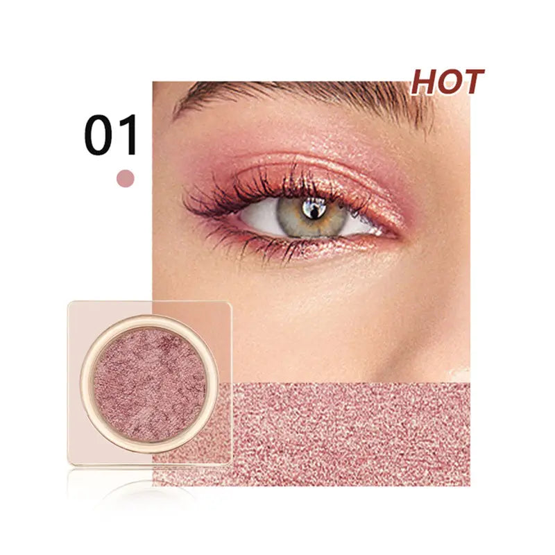 2PCS Single Pink Eyeshadow,Bright High Pigment Intense Monochrome Eye Shadow,Comes With Eyeshadow Brush and Mirror,24 Hour Eye Makeup Longwear Waterproof,Blendable