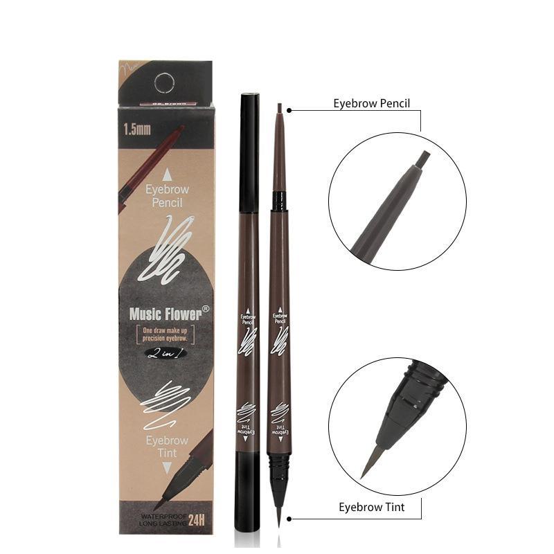 2 in 1 Liquid Eyebrow Pen Eyebrow Pencil & Brush, 3pcs/set Including 2pcs Double Ended Eye Brow Pen & 1 Double Ended Brow Brush, Eye Brow Makeup Tool for Daily Use