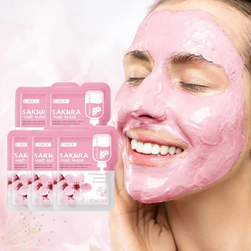 Cherry Blossom Cleaning Mud Mask, 1 Count Hydrating Nourishing Facial Gel Mask Refines Wrinkles and Lines, Pores Cleaning Mud Mask Facial Skin Relaxing Masks for All Skin Types