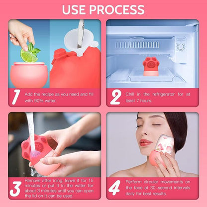 Silicone Ice Roller for Face With Face Cleaning Brush,Facial Ice Roller Skin Care Tool Face Massage Eye Puffiness Relief Beauty Gift for Women