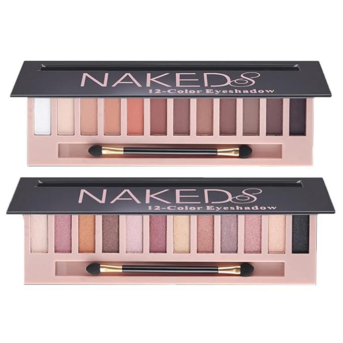 BestLand 2 Pack 12 Colors Makeup Nude Colors Eyeshadow Palette Natural Nude Matte Shimmer Glitter Pigment Eye Shadow Pallete Set Waterproof Smokey Professional Beauty Makeup Kit (2 PCS) Powder Cosmetic