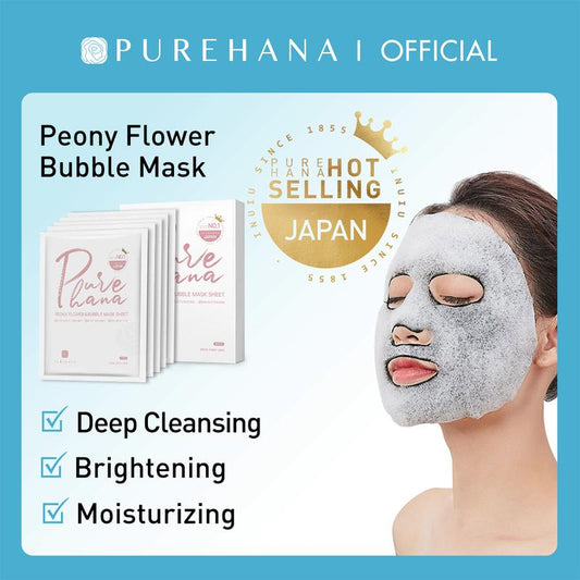 (Flash Sale) Purehana Peony Flower Bubble Mask, Brightening and Repairing, Hot selling in Japan, All Skin Types, White is for more brightening, Black is for more cleansing Skincare Skin Repair Comfort