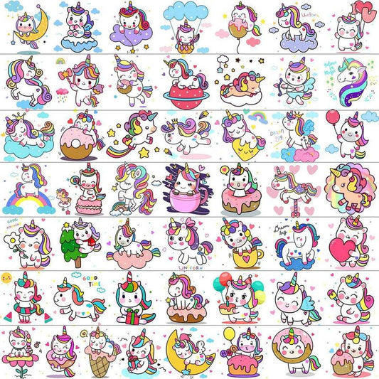 50pcs/set Cute Unicorn Patterns Temporary Tattoo Sticker, Waterproof Arms & Face Tattoo Stickers, 3D Body Decoration for Kids