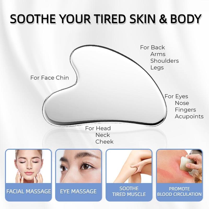 Stainless Steel Gua Sha Facial Tool, 1 Count Face Massage Tool, Skin Care Tool for Face and Body Treatment, Relieve Tensions and Reduce Puffiness, Suitable for Women and Men