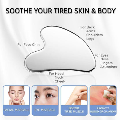 Stainless Steel Gua Sha Facial Tool, 1 Count Face Massage Tool, Skin Care Tool for Face and Body Treatment, Relieve Tensions and Reduce Puffiness, Suitable for Women and Men