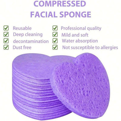 Heart Shaped Facial Cleaning Sponge, 20pcs Compressed Facial Sponges for Facial Cleansing, Facial Cleaning Tools for Women & Girls