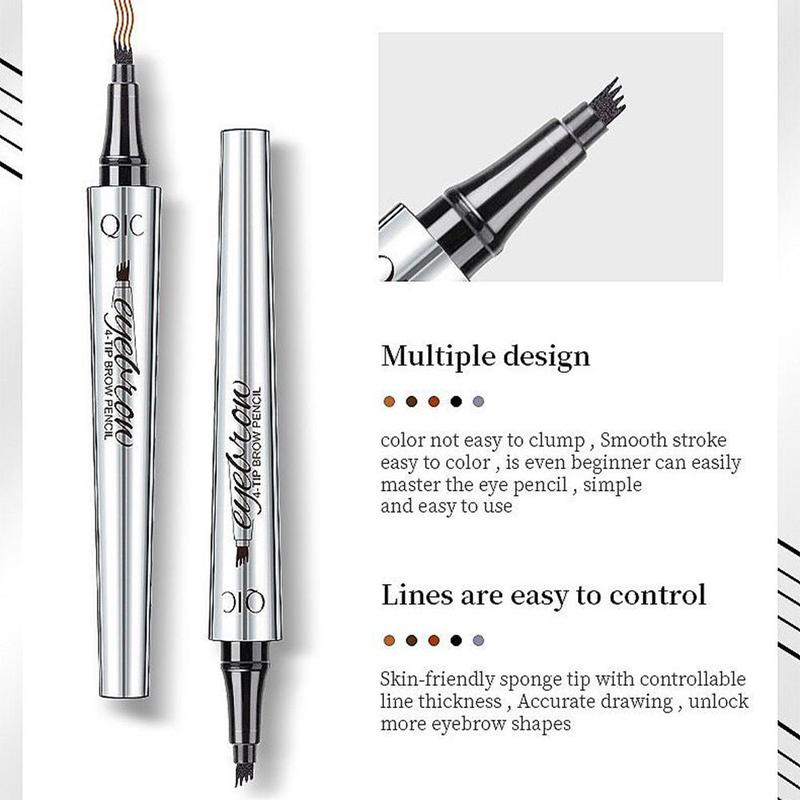 4-Tip Liquid Eyebrow Pencil, Long Lasting Brow Styling Pen, Brow Shading & Filling Pencil, Brow Brush Makeup Tool, Makeup Products