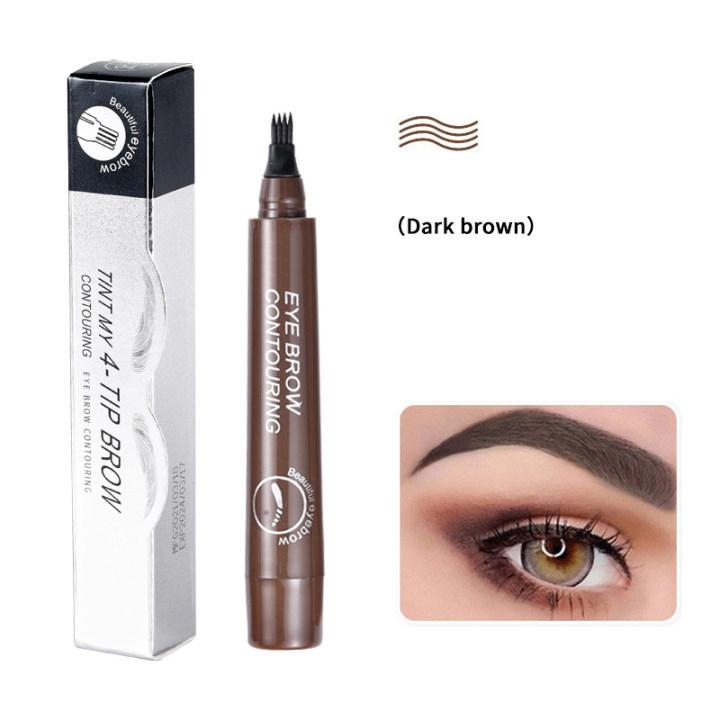 Eyebrow Pen Waterproof  Eyebrow Pencil with 4-Prong Micro-Fork-Tip Applicator, Eyebrow Contouring Pen for Women Creates Natural Looking Brows Effortlessly