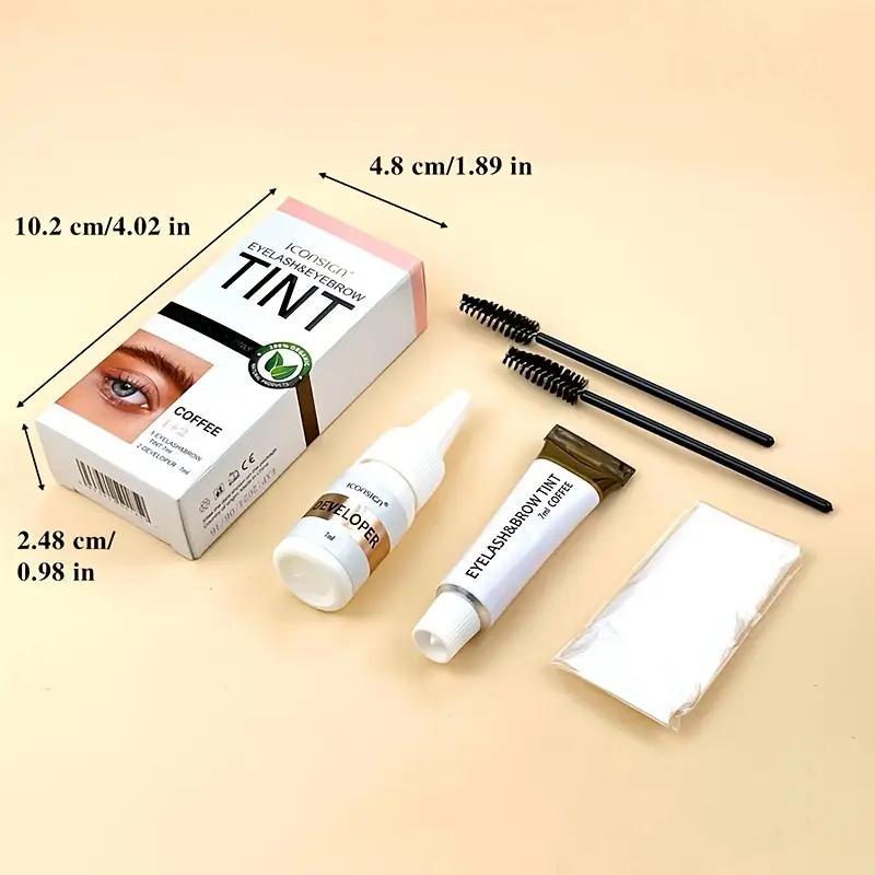 Eyelash & Eyebrow Tinting Color Kit, 1 Set Long-lasting & Waterproof Natural Eyelashes & Eyebrow Tint, Eye Makeup Tool for Women & Girls