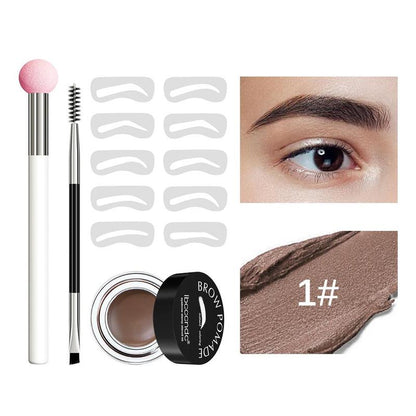 Eye Brow Makeup Kit, 1 Set Easy Coloring High Pigment Eyebrow Cream with Eye Brow Coloring Stencils & Eye Brows Brushes, Waterproof Eyebrow Tinted Cream