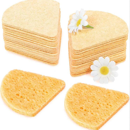 Compressed Facial Sponges, 60pcs/set Triangular Shaped Face Sponges, Washing Face Exfoliator Sponge, Natural Reusable Facial Sponge for Estheticians Cosmetic Spa