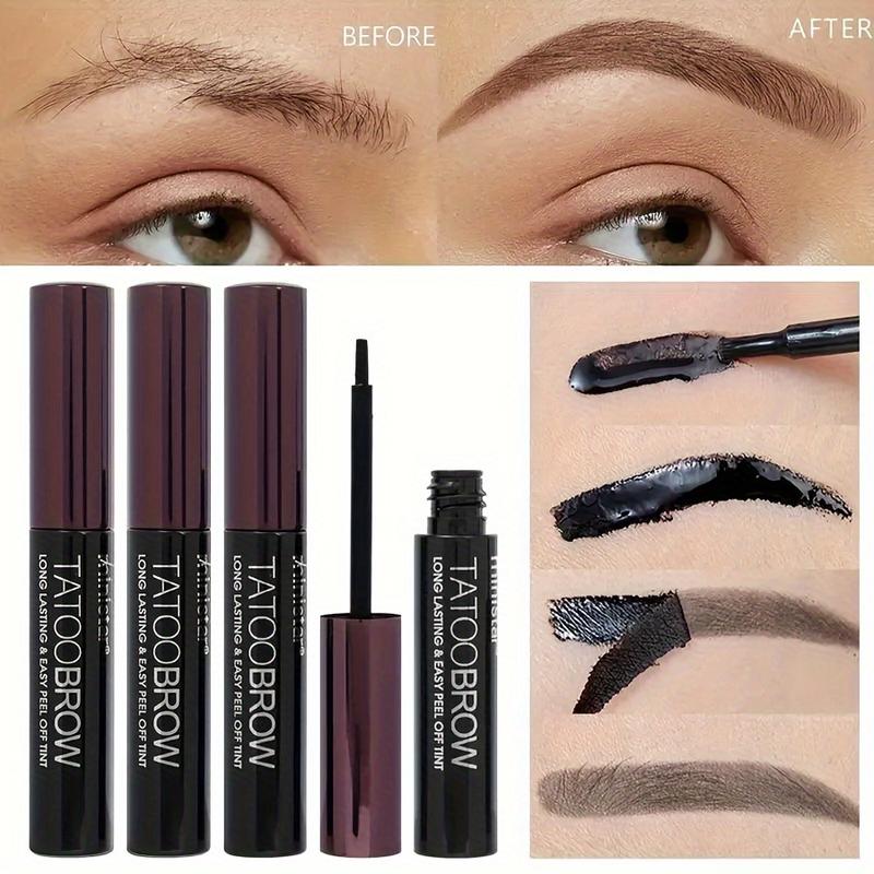 3COUNT Semi-Permanent Eyebrow Gel - Waterproof, Long-Lasting Black Brown Tattoo, Easy Peel-Off, Sweatproof Brow Tint for Flawless Brows