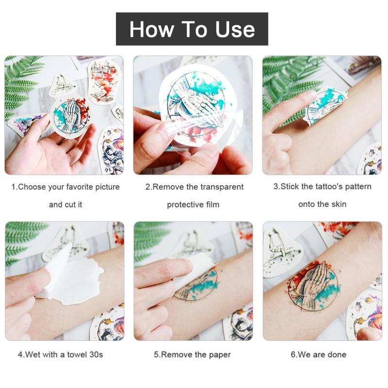 5pcs Flower Pattern Temporary Tattoo Sticker, Waterproof Pattern Tattoo Sticker for Women & Men