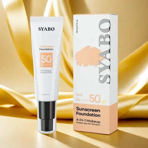 SYABO- 4-In-1 Foundation, Makeup Foundation,  Broad Spectrum SPF 50+ Sunscreen & Lightweight Flawless Coverage Foundation& Concealer & Tinted Moisturizer Cosmetic Moisture Hydrating Hydrate