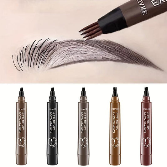 Waterproof Eyebrow Pencil, Microblade Eyebrow Pencil, 4-In-One Eyebrow Head, Natural Eyebrow Makeup, Sweatproof Liquid Eyebrow Pencil Cosmetic