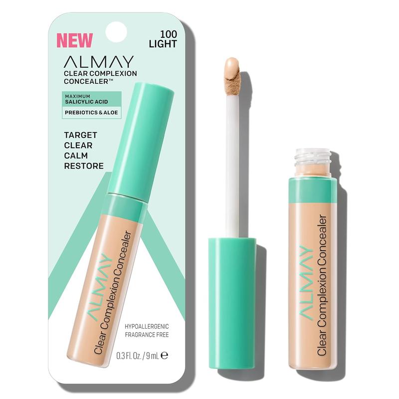 Almay Clear Complexion Acne & Blemish Spot Treatment Concealer Makeup with Salicylic Acid- Lightweight, Full Coverage, Hypoallergenic, Fragrance-Free, for Sensitive Skin, 200 Light/Medium, 0.3 fl oz. Foundation Cosmetic